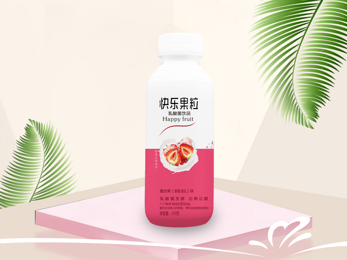 康伴快樂果粒櫻花草莓乳酸菌飲品